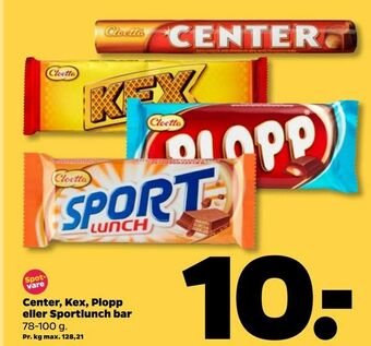 Center, Kex, Plopp eller Sportlunch bar