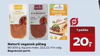 SuperBrugsen Naturli vegansk pålæg tilbud