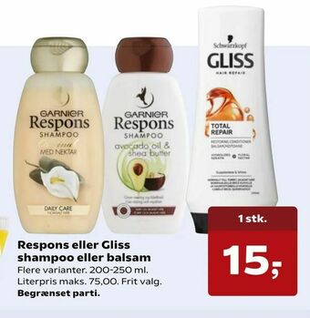 SuperBrugsen Respons eller Gliss shampoo eller balsam tilbud