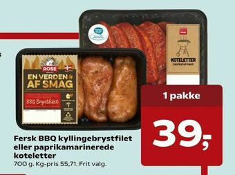SuperBrugsen Fersk BBQ kyllingebrystfilet eller paprikamarinerede koteletter tilbud