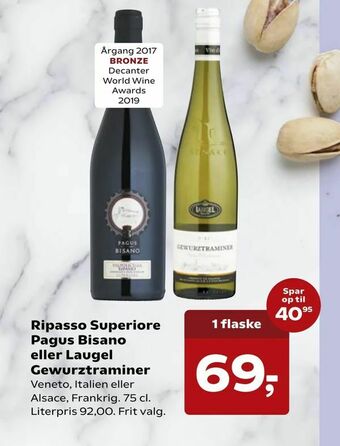 SuperBrugsen Ripasso Superiore Pagus Bisano eller Laugel Gewurztraminer tilbud
