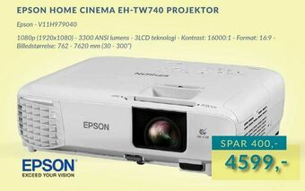 EDB Center Epson home cinema eh-tw740 projektor tilbud