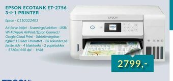EDB Center Epson ecotank et-2756 3-i-1 printer tilbud