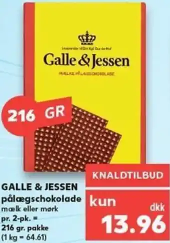 Galle & Jessen Pålægschokolade 216 gr.