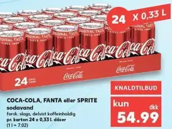 Kaufland Coca-Cola, Fanta eller Sprite Sodavand 24 x 0,33 l tilbud