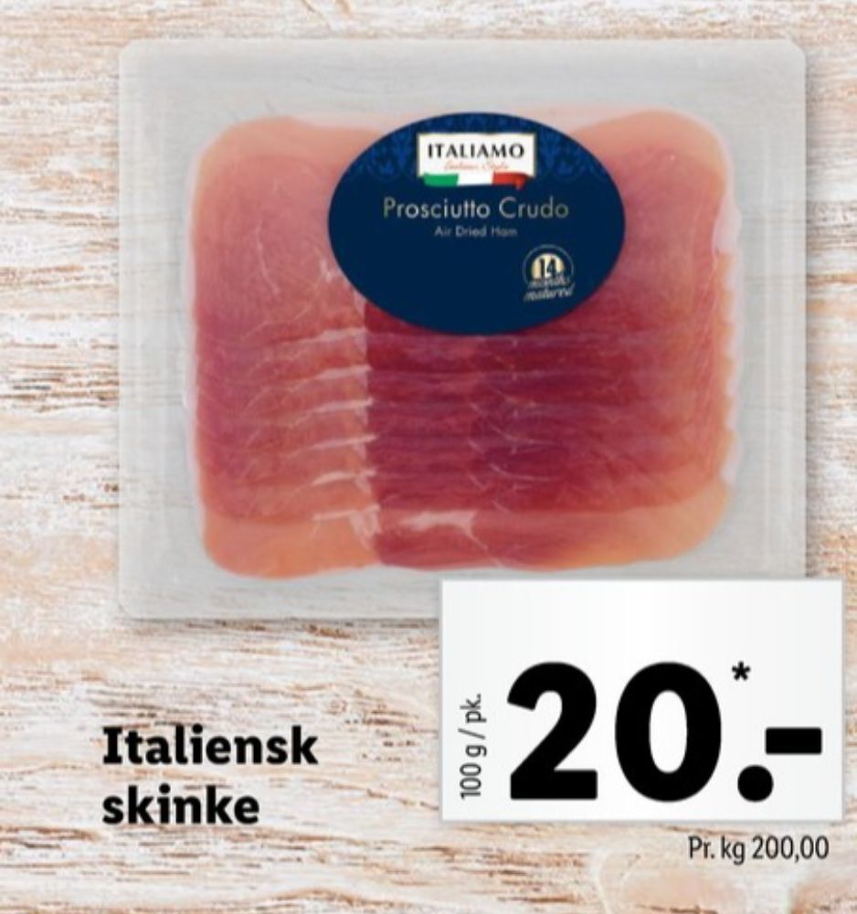 Italiamo prosciutto tilbud hos Lidl