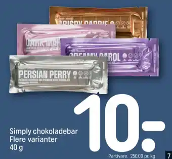 Simply chocolate chokoladebar fit fiona