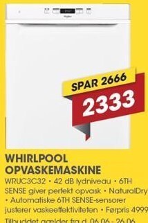 Punkt1 Whirlpool Opvaskemaskine tilbud