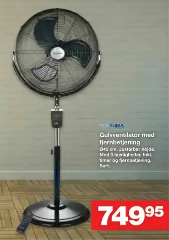 Gulvventilator med fjernbetjening