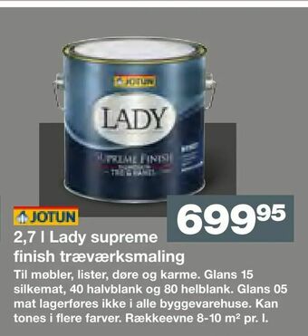 Bauhaus 2,7 l Lady supreme finish træværksmaling tilbud
