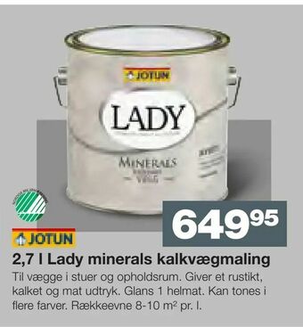 Bauhaus 2,7 l Lady minerals kalkvægmaling tilbud