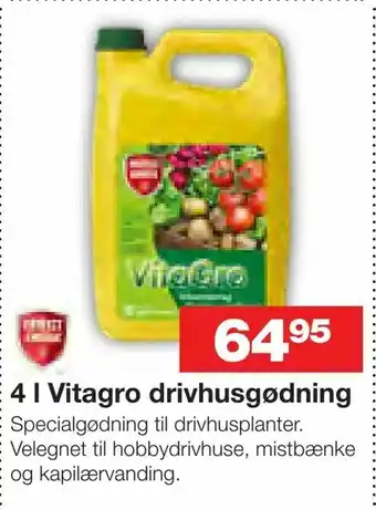 4 l Vitagro drivhusgødning