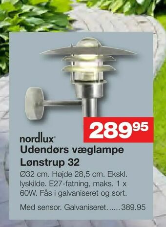 Bauhaus Udendørs væglampe Lønstrup 32 tilbud