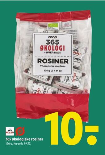 Coop 365 365 økologiske rosiner tilbud
