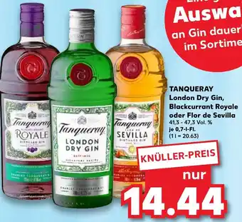 Kaufland Tanqueray London Dry Gin, Blackcurrant Royale oder Flor de Sevilla 0,7 l tilbud