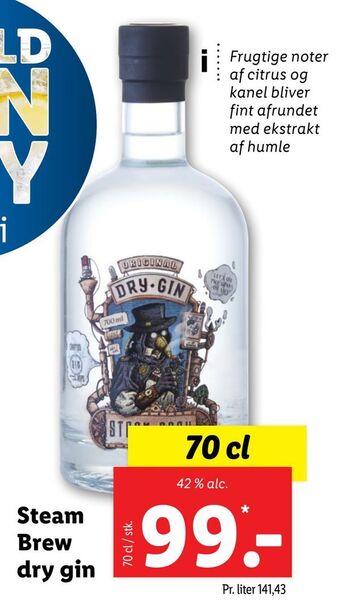 Lidl Steam Brew dry gin tilbud
