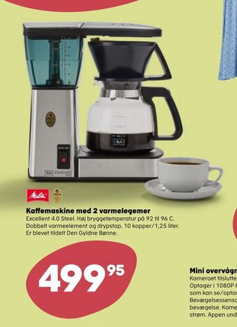 Kvickly Kaffemaskine med 2 varmelegemer tilbud