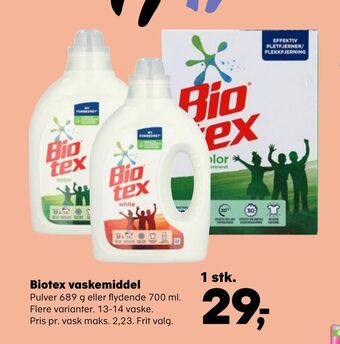 Kvickly Biotex vaskemiddel tilbud