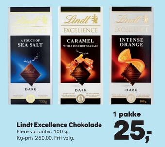 Kvickly Lindt Excellence Chokolade tilbud