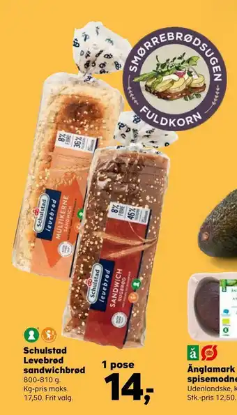 Kvickly Schulstad Levebrød sandwichbrød tilbud