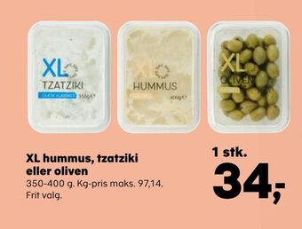 Kvickly XL hummus, tzatziki eller oliven tilbud