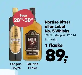 Kvickly Nordsø Bitter eller Label No. 5 Whisky tilbud
