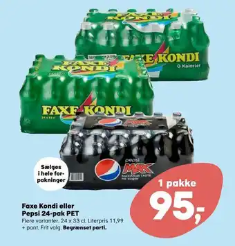 Kvickly Faxe Kondi eller Pepsi 24-pak PET tilbud