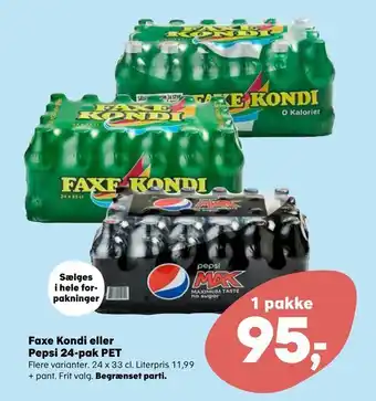 SuperBrugsen Faxe kondi eller pepsi 24-pak pet tilbud