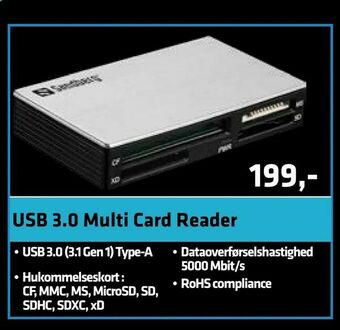 LabTech Data USB 3,0 Multi Card Reader tilbud