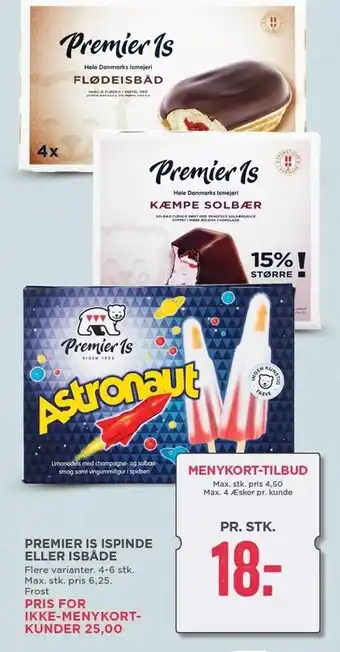 MENY Permier Is ispinde el. isbåde - Menykort-tilbud tilbud