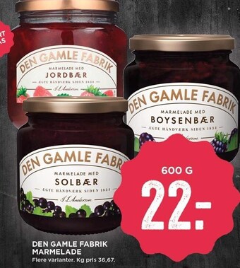 MENY Den Gamle Fabrik marmelade tilbud
