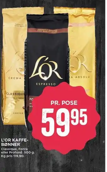 MENY L'OR kaffebønner tilbud
