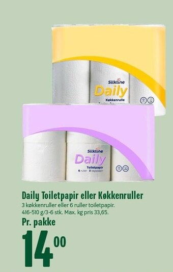 Min Købmand Daily toiletpapir eller køkkenruller tilbud