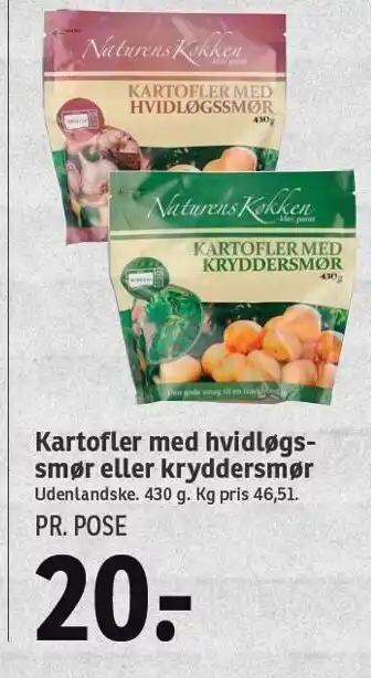 Kartofler med hvidløgsmør el. kryddersmør