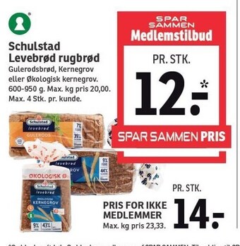 SPAR Schulstad Levebrød rugbrød tilbud