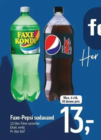 Føtex Faxe Kondi el. Pepsi sodavand tilbud