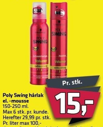 Fleggaard Poly Swing hårlak el. -mousse tilbud