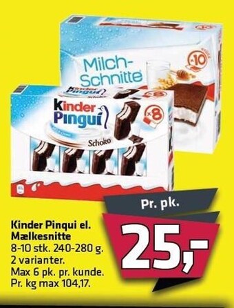 Fleggaard Kinder Pingui el. Mælkesnitte tilbud