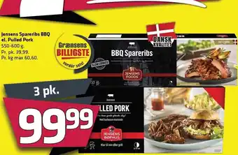 Fleggaard Jensens spareribs bbq el. pulled pork 3 pk tilbud