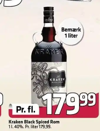 Fleggaard Kraken Black Spiced Rom 1 ltr. tilbud