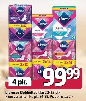 Fleggaard Libresse dobbeltpakke 4 pk tilbud