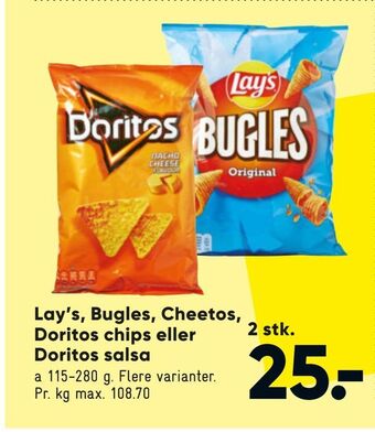 Bilka Lay's, Bugles, Cheetos, Doritos chips eller Doritos salsa tilbud