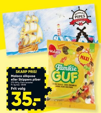 Bilka Malaco slikpose eller Skippers piber tilbud