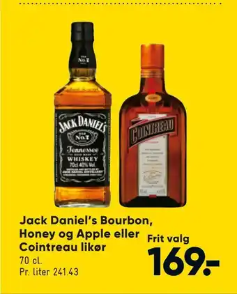 Bilka Jack Daniel's Bourbon, Honey og Apple eller Cointreau likør tilbud