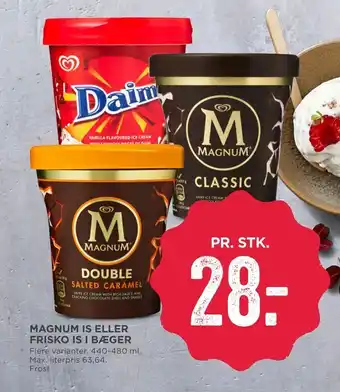 MENY Magnum is eller frisko is i bæger tilbud
