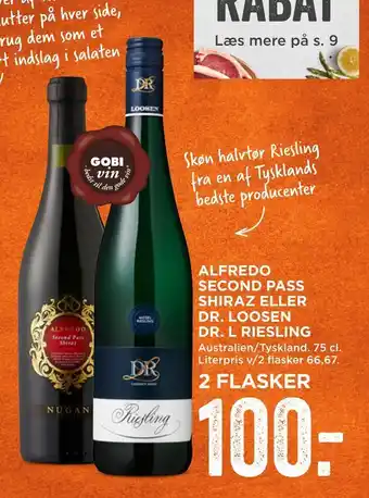 MENY Alfredo second pass shiraz eller dr. loosen dr. l riesling tilbud