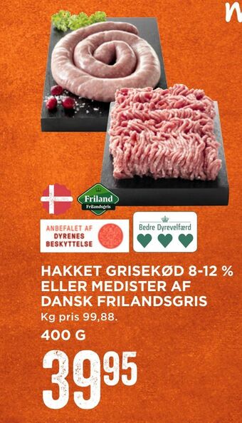 MENY Hakket grisekød 8-12 % eller medister af dansk frilandsgris tilbud