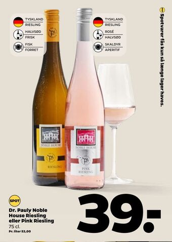 Netto Dr. Pauly Noble House Riesling eller Pink Riesling tilbud