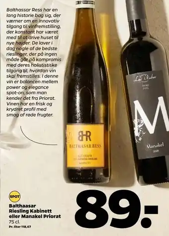 Netto Balthaasar Riesling Kabinett eller Manakel Priorat tilbud