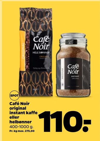 Netto Café Noir original instant kaffe eller helbønner tilbud